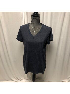 Blue Mountain T Shirt Womens Size Medium Blue V Neck Short Sleeve Tee NEW